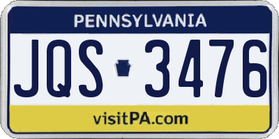 PA license plate JQS3476