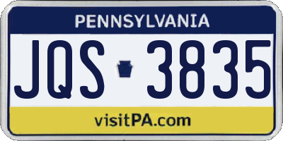 PA license plate JQS3835