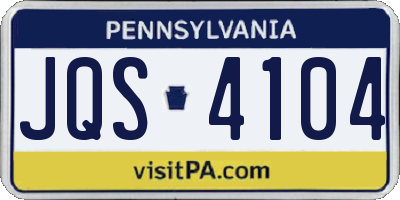 PA license plate JQS4104