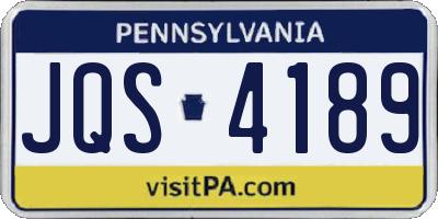 PA license plate JQS4189