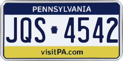 PA license plate JQS4542