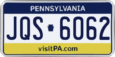 PA license plate JQS6062