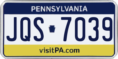 PA license plate JQS7039