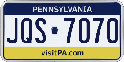 PA license plate JQS7070