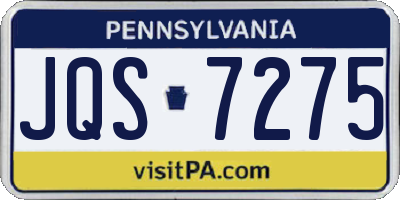 PA license plate JQS7275