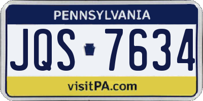 PA license plate JQS7634