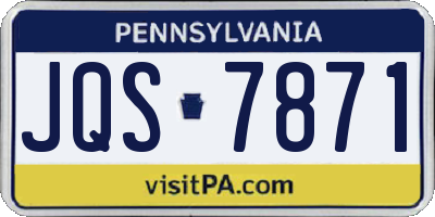 PA license plate JQS7871