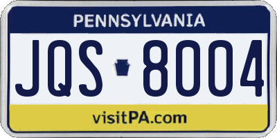 PA license plate JQS8004