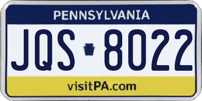 PA license plate JQS8022