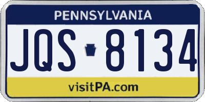 PA license plate JQS8134