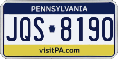 PA license plate JQS8190