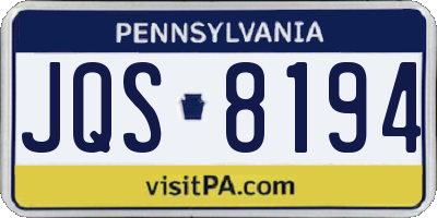 PA license plate JQS8194