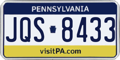 PA license plate JQS8433