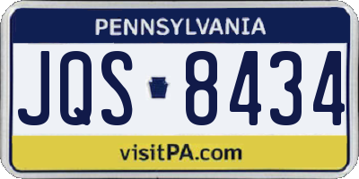 PA license plate JQS8434