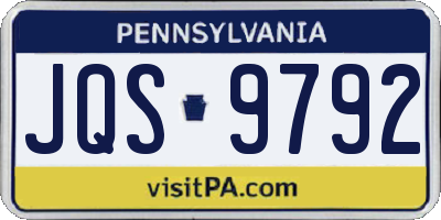 PA license plate JQS9792