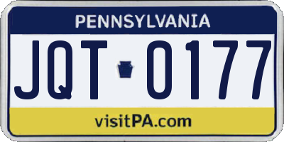 PA license plate JQT0177