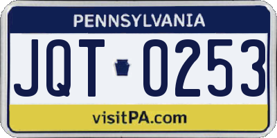 PA license plate JQT0253