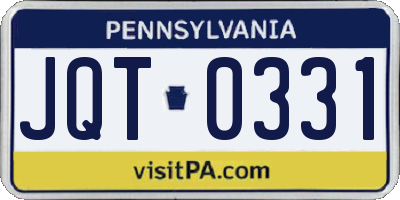 PA license plate JQT0331