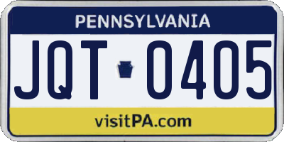 PA license plate JQT0405