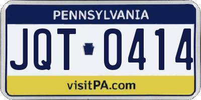 PA license plate JQT0414