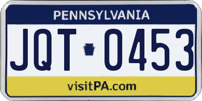 PA license plate JQT0453