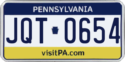 PA license plate JQT0654