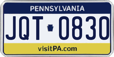 PA license plate JQT0830