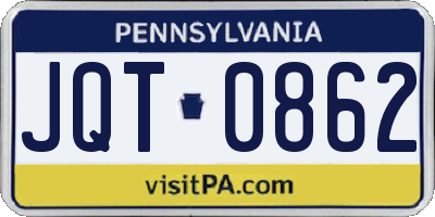 PA license plate JQT0862