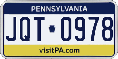 PA license plate JQT0978