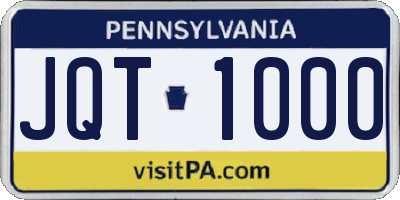 PA license plate JQT1000