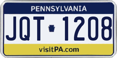 PA license plate JQT1208