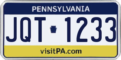 PA license plate JQT1233