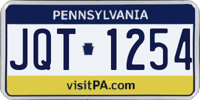 PA license plate JQT1254