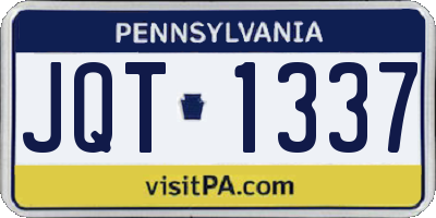 PA license plate JQT1337