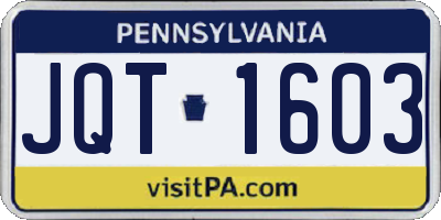 PA license plate JQT1603
