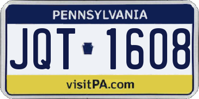 PA license plate JQT1608