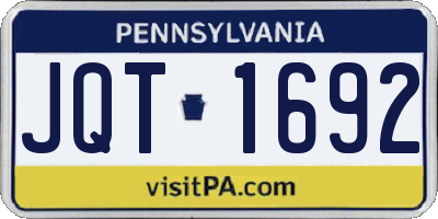 PA license plate JQT1692
