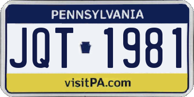 PA license plate JQT1981