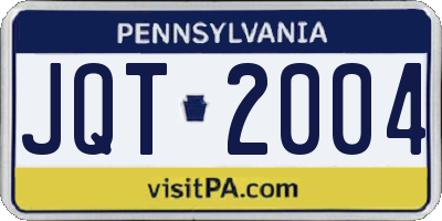PA license plate JQT2004