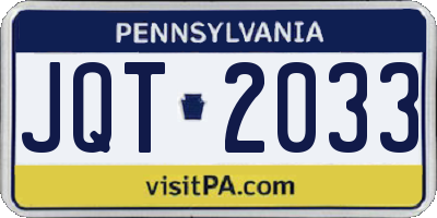 PA license plate JQT2033