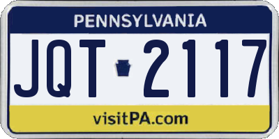 PA license plate JQT2117
