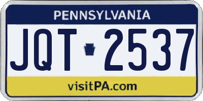 PA license plate JQT2537
