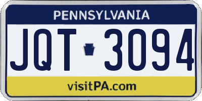 PA license plate JQT3094