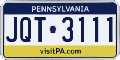 PA license plate JQT3111