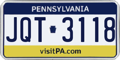 PA license plate JQT3118
