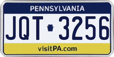PA license plate JQT3256
