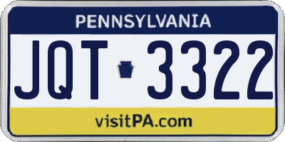 PA license plate JQT3322