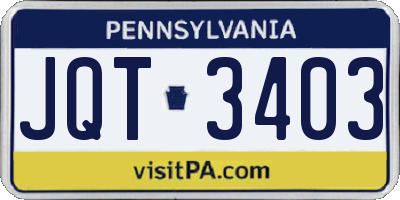 PA license plate JQT3403