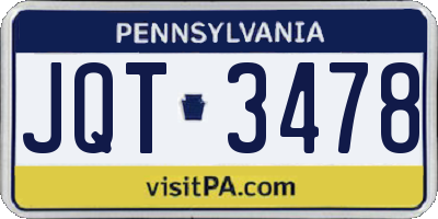 PA license plate JQT3478