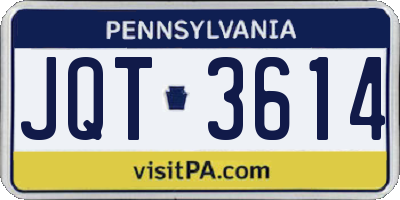 PA license plate JQT3614